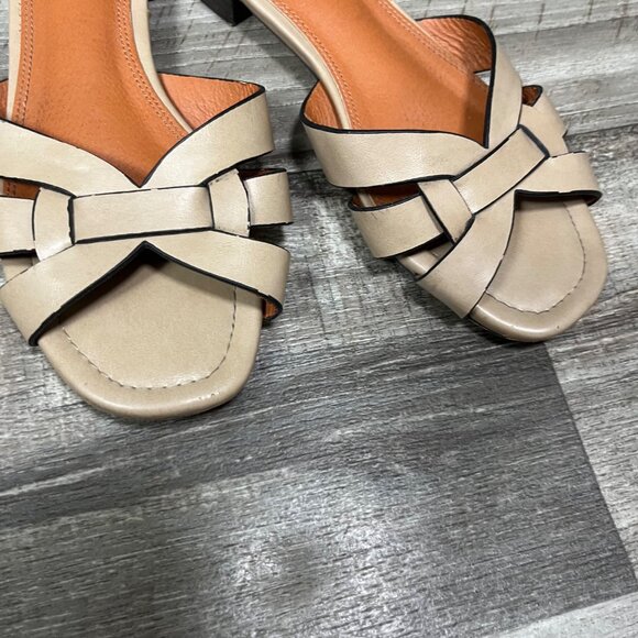 Marypaz Open Toe Low Heel Slide On Shoes Taupe Tan Women’s Size 36 - Picture 6 of 9